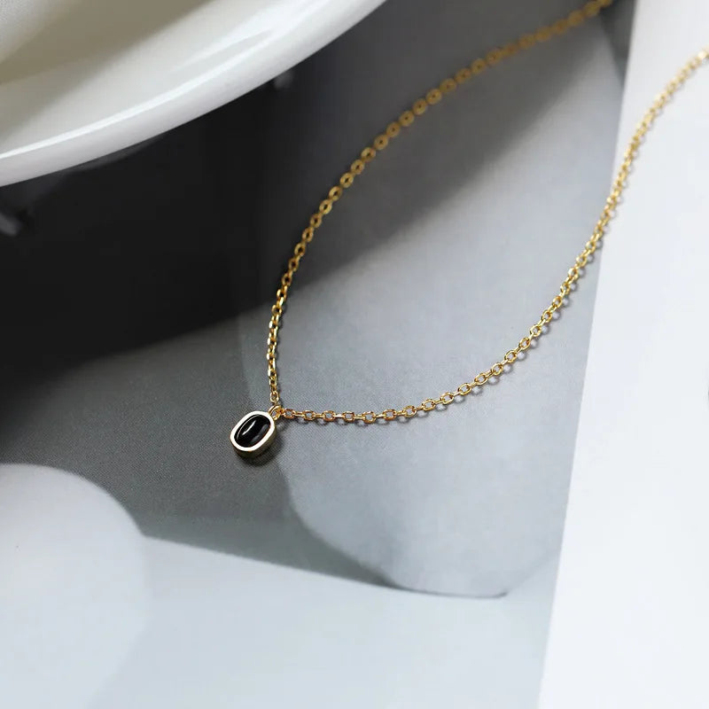 925 Sterling Silver Black Agate Necklace