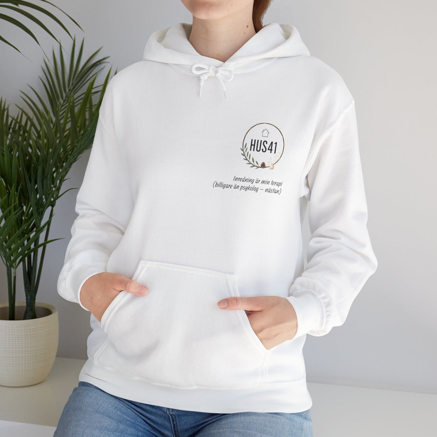 Hus41 Unisex Sweatshirt Hoodie - Inredning är min terapi