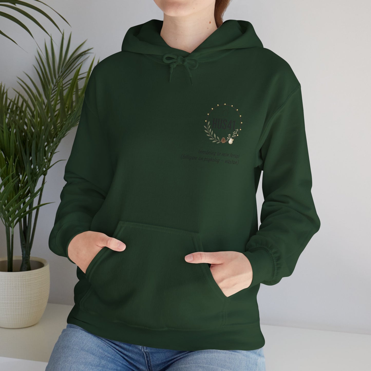 Hus41 Unisex Sweatshirt Hoodie - Inredning är min terapi