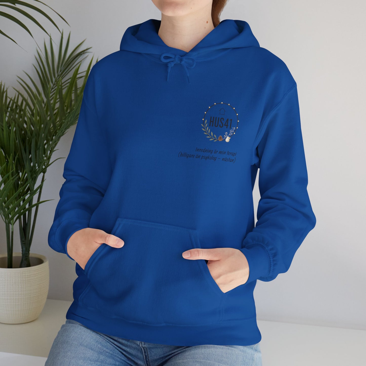 Hus41 Unisex Sweatshirt Hoodie - Inredning är min terapi