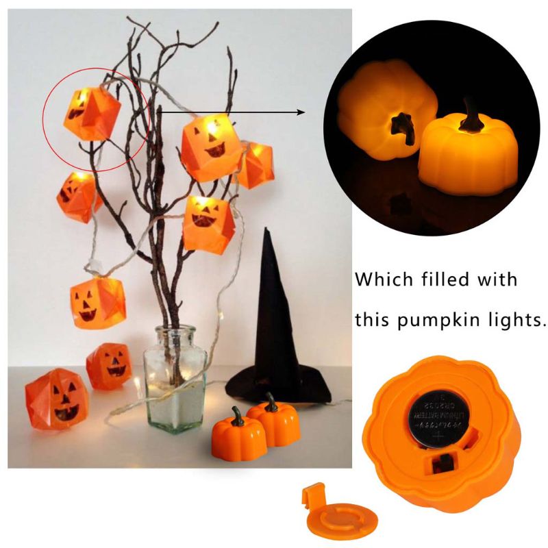 12Pcs 3D Pumpkin Battery Operated LED Electric Candle LED-ljus pumpa 12st