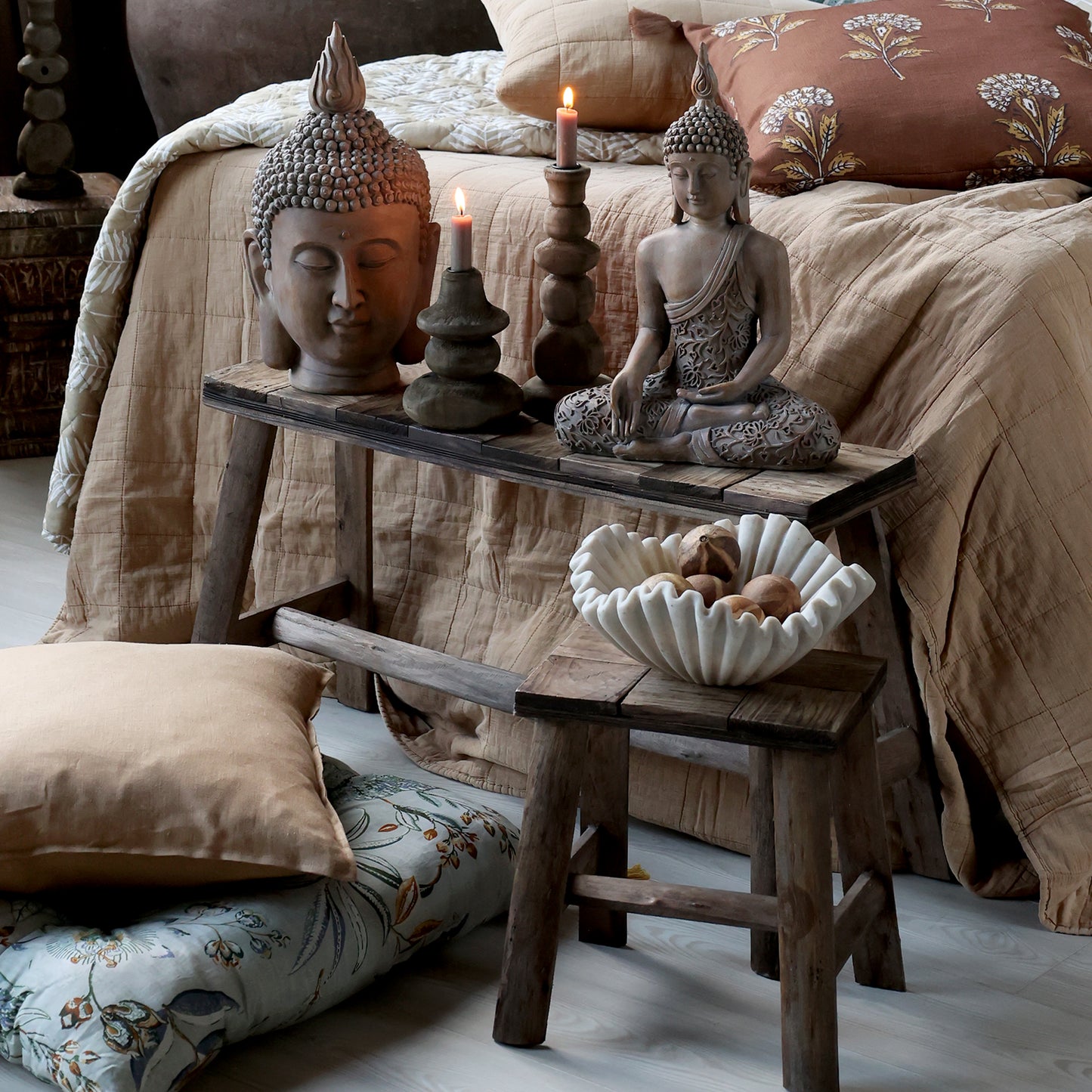 Bench H45/L80/W24 cm natural set of 2