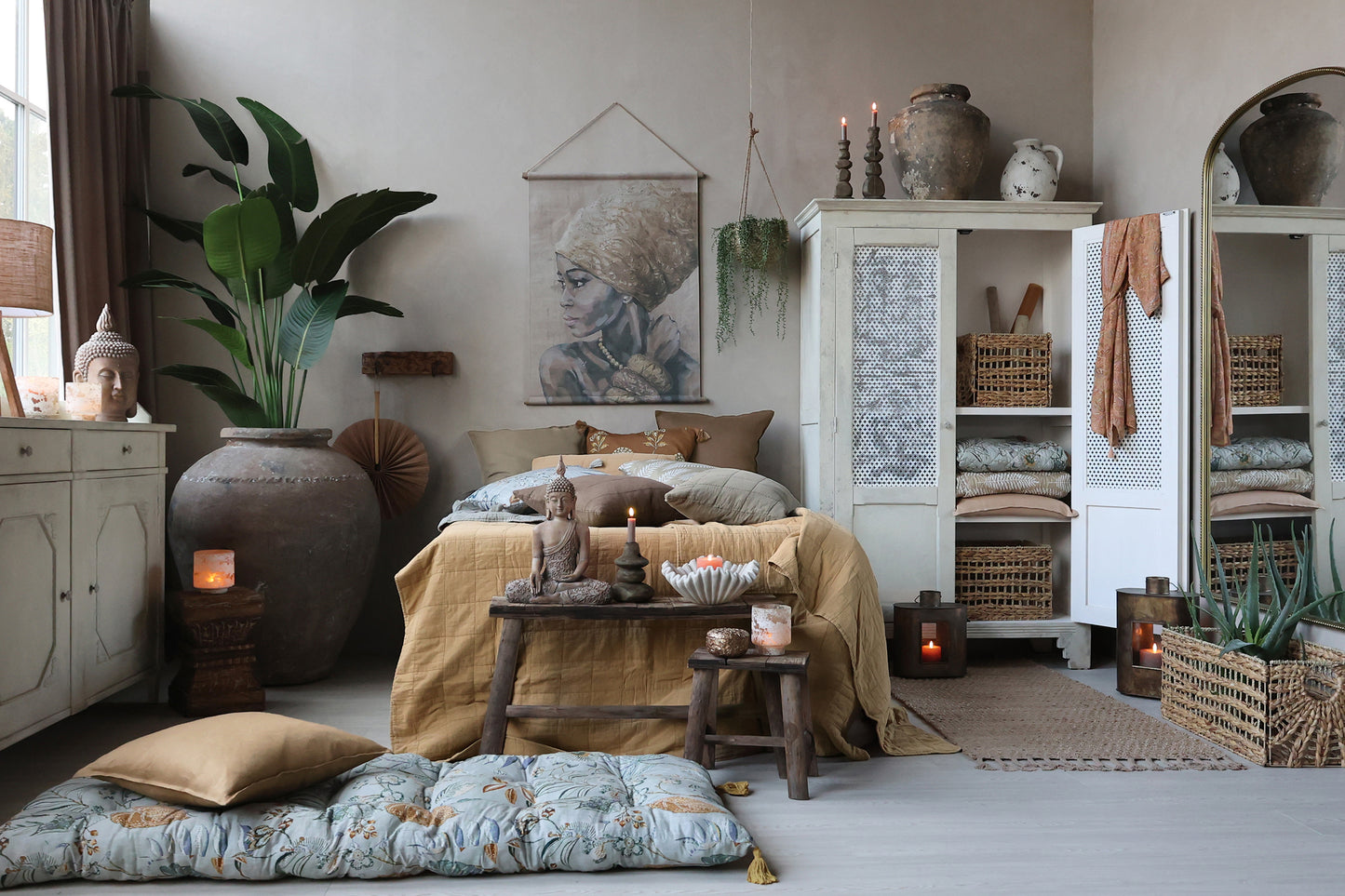 Bench H45/L80/W24 cm natural set of 2