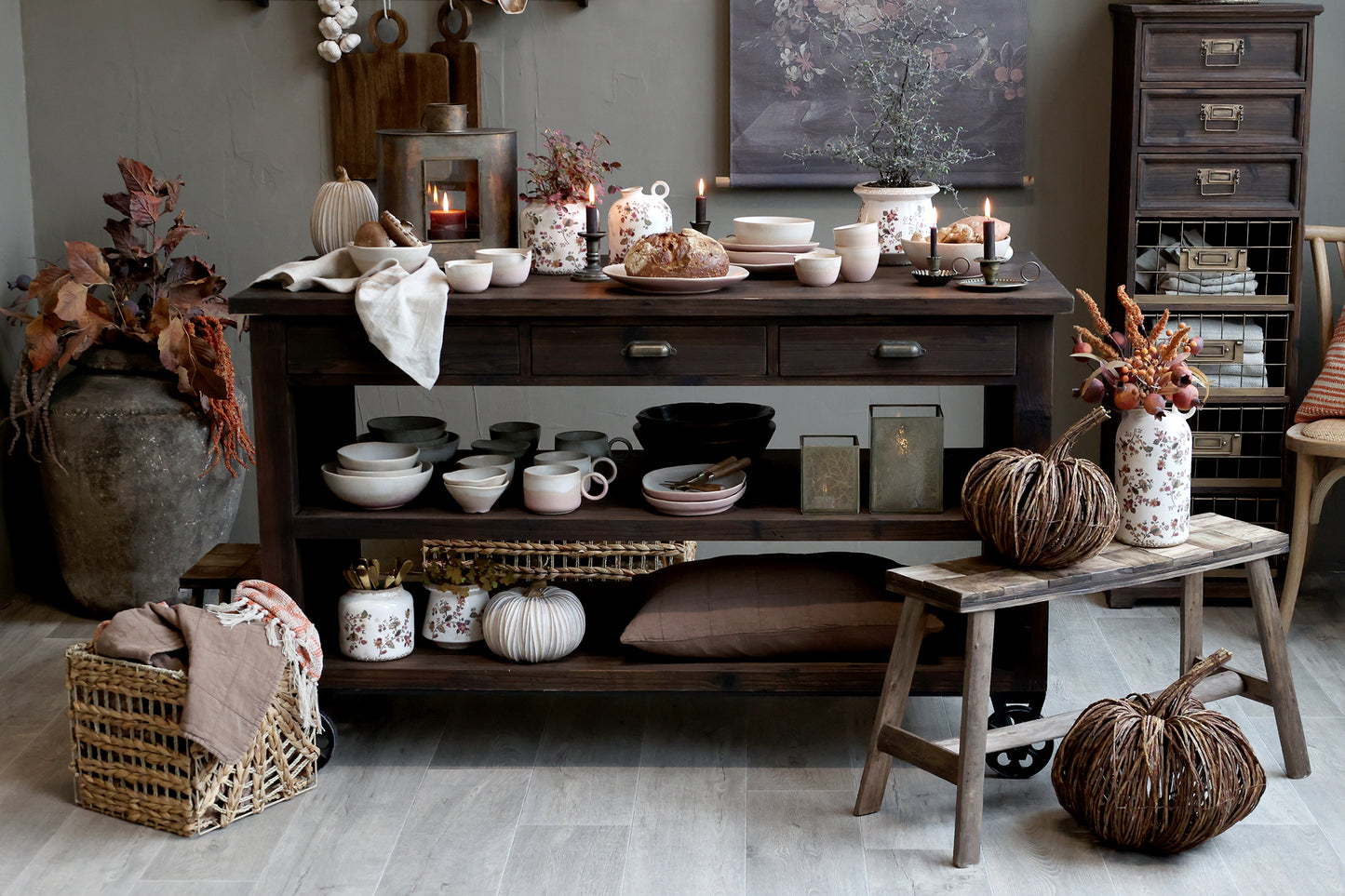 Bench H45/L80/W24 cm natural set of 2