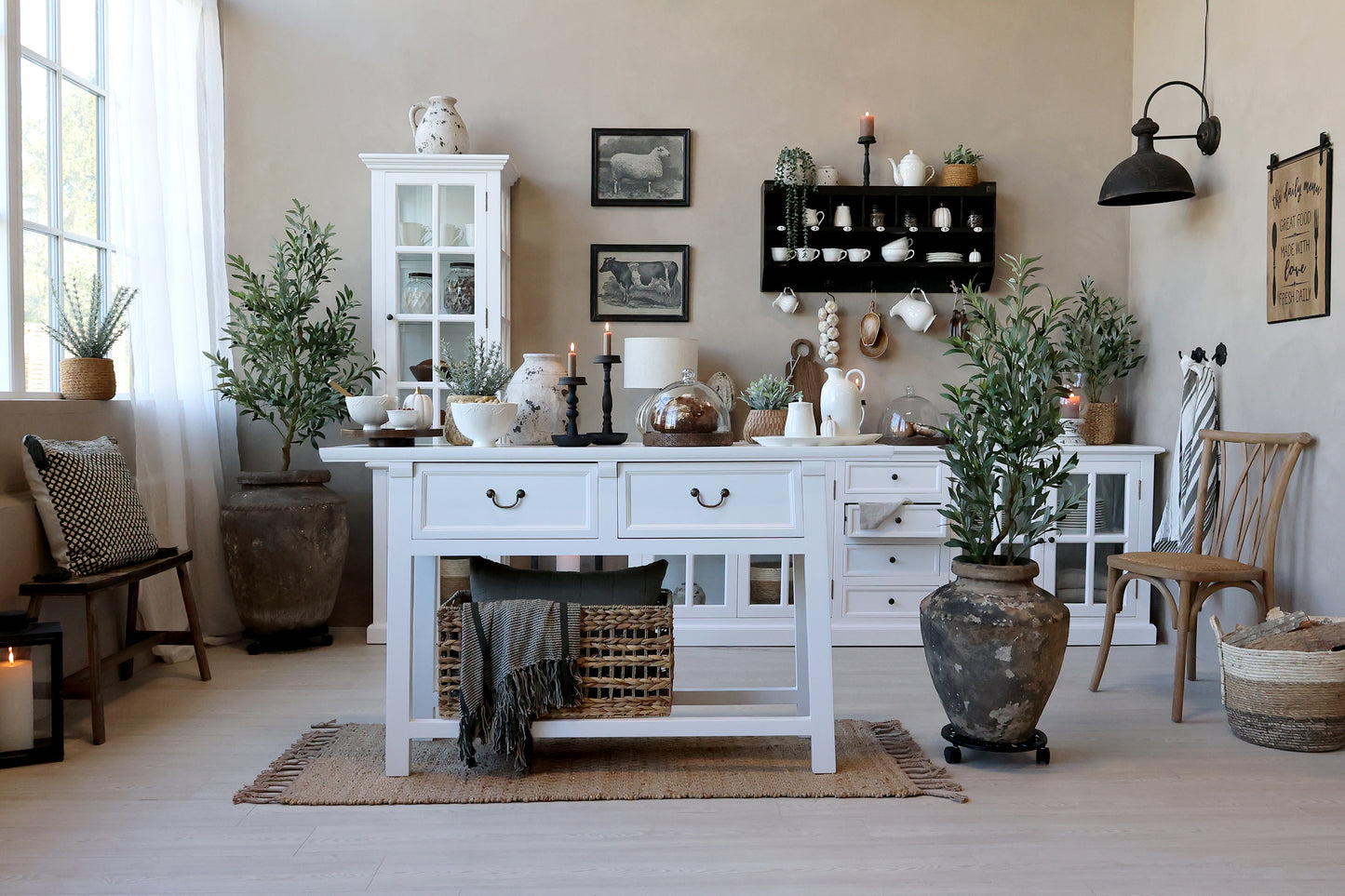 Bench H45/L80/W24 cm natural set of 2