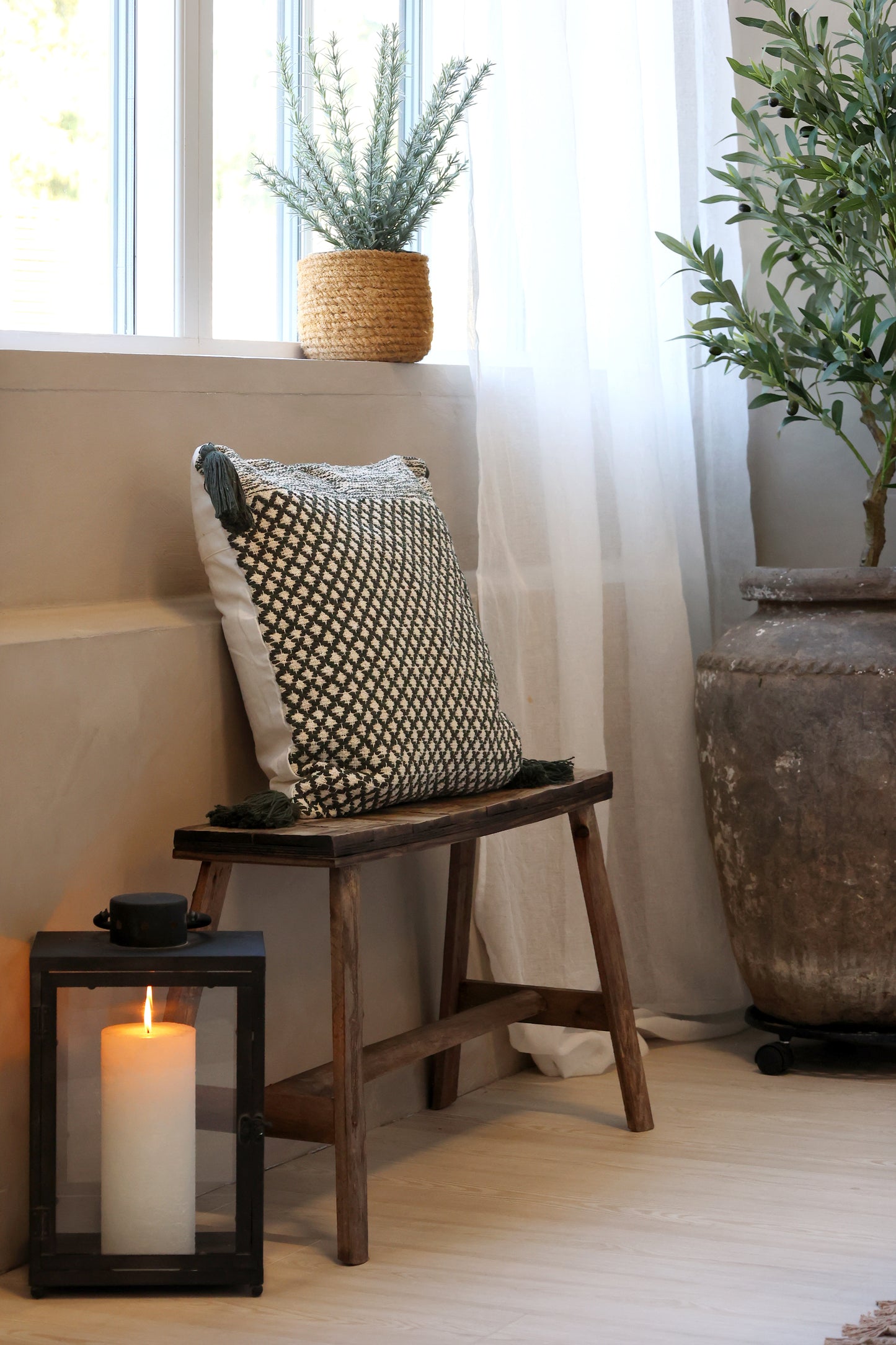 Bench H45/L80/W24 cm natural set of 2