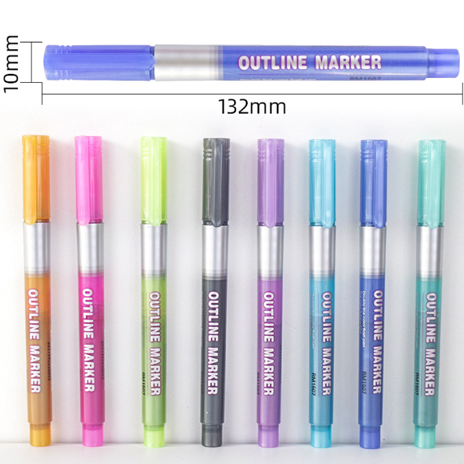 Double Line Outline Fluorescent Pen Set