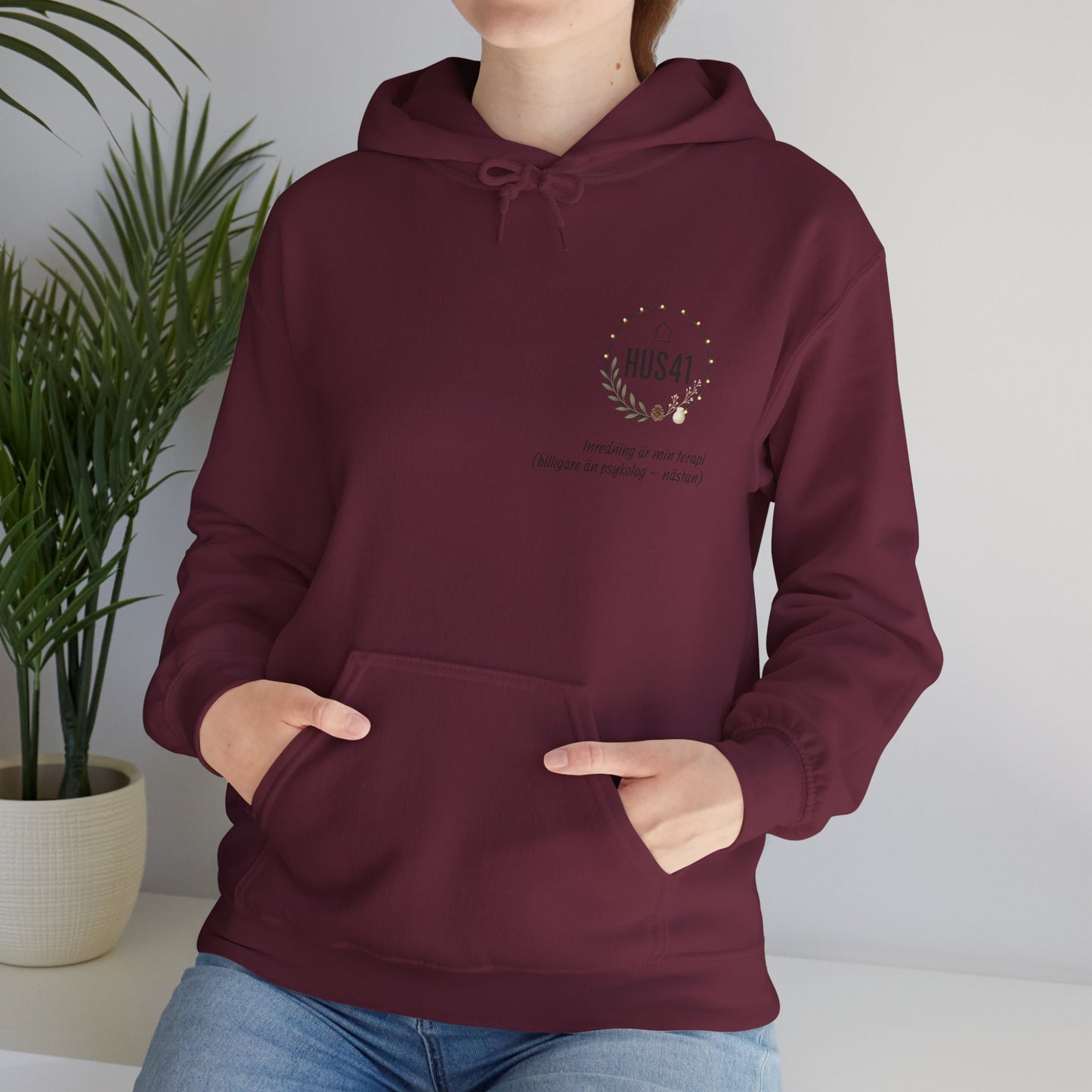 Hus41 Unisex Sweatshirt Hoodie - Inredning är min terapi