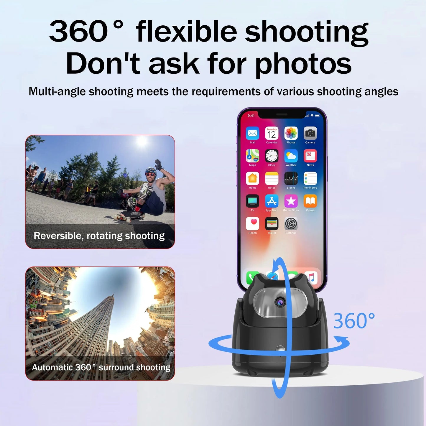360° Rotation Automatic Face Tracking Mobilhållare