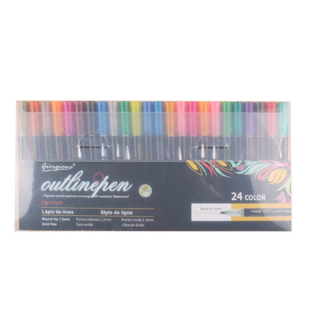 Double Line Outline Fluorescent Pen Set
