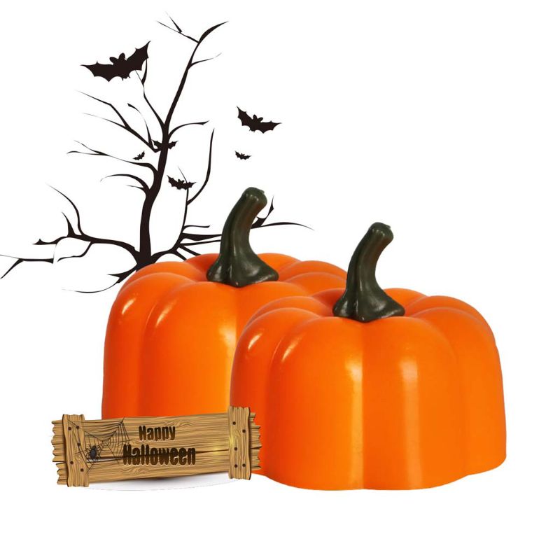 12Pcs 3D Pumpkin Battery Operated LED Electric Candle LED-ljus pumpa 12st
