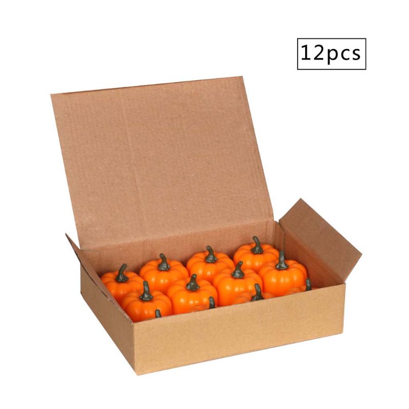 12Pcs 3D Pumpkin Battery Operated LED Electric Candle LED-ljus pumpa 12st