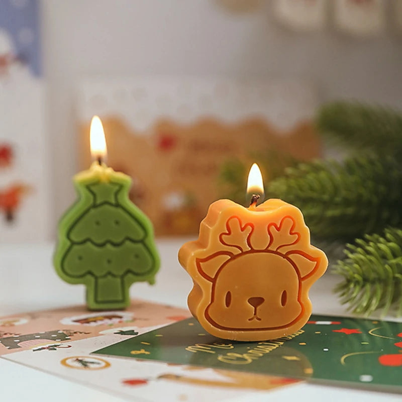4Pcs Jul Ljus Tomt, Julgran, Pepparkaksgubbe