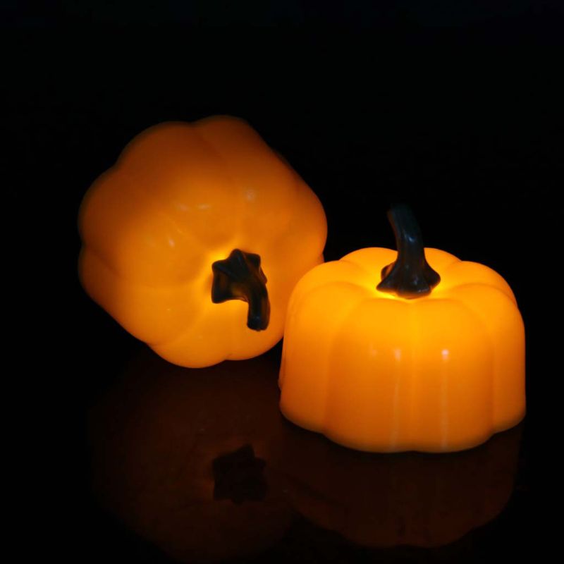 12Pcs 3D Pumpkin Battery Operated LED Electric Candle LED-ljus pumpa 12st