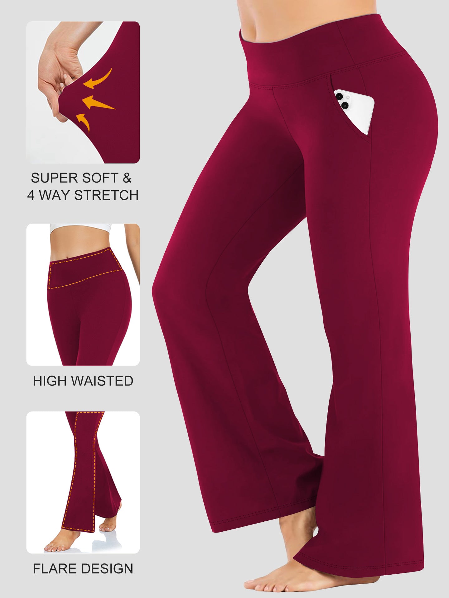 Flare Yogabyxor träningsbyxor med mobilficka Plussize