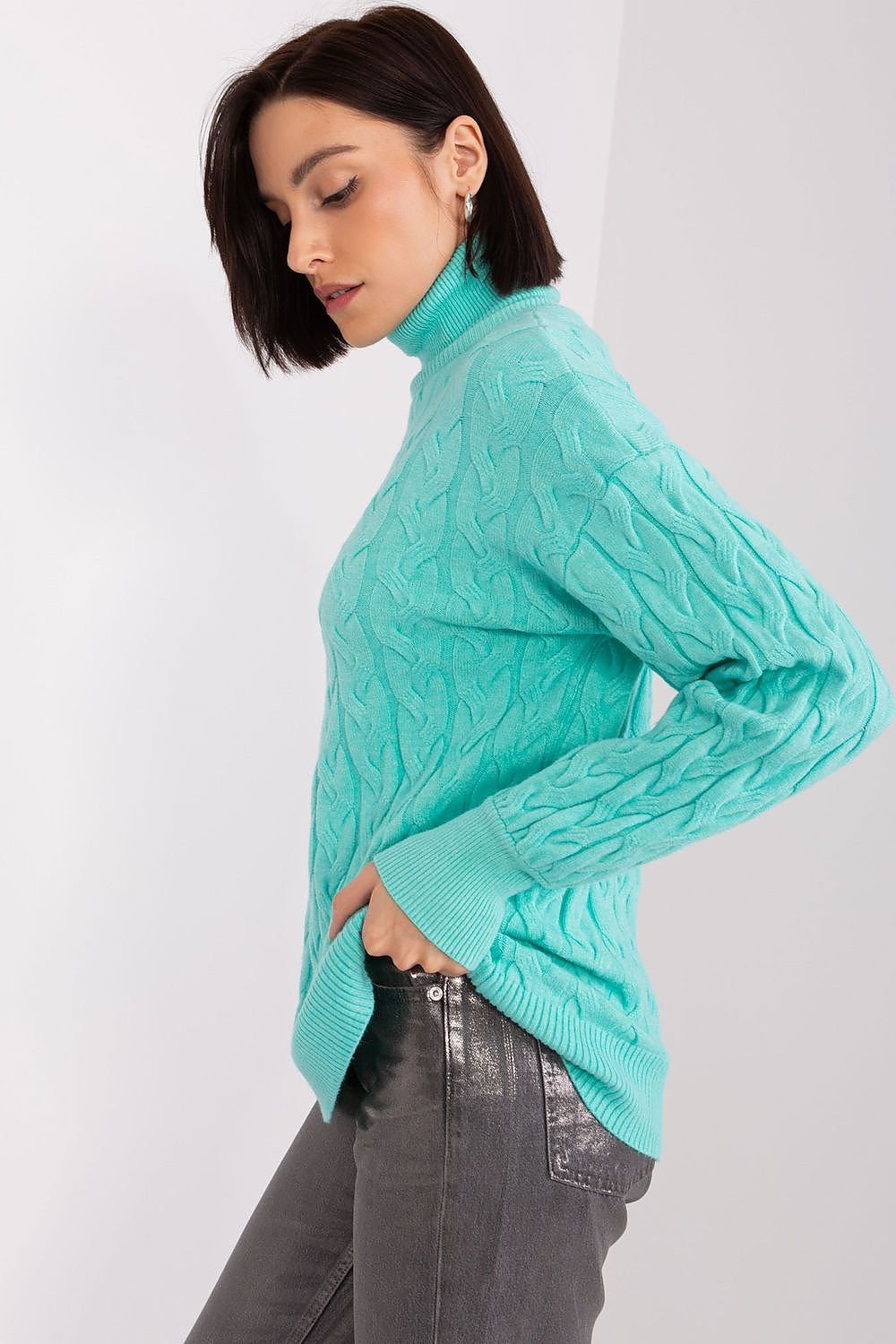 Sweater with polo collar AT