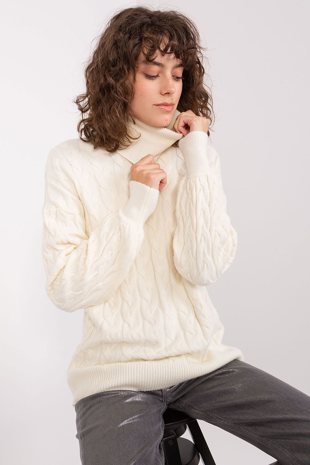 Sweater with polo collar AT