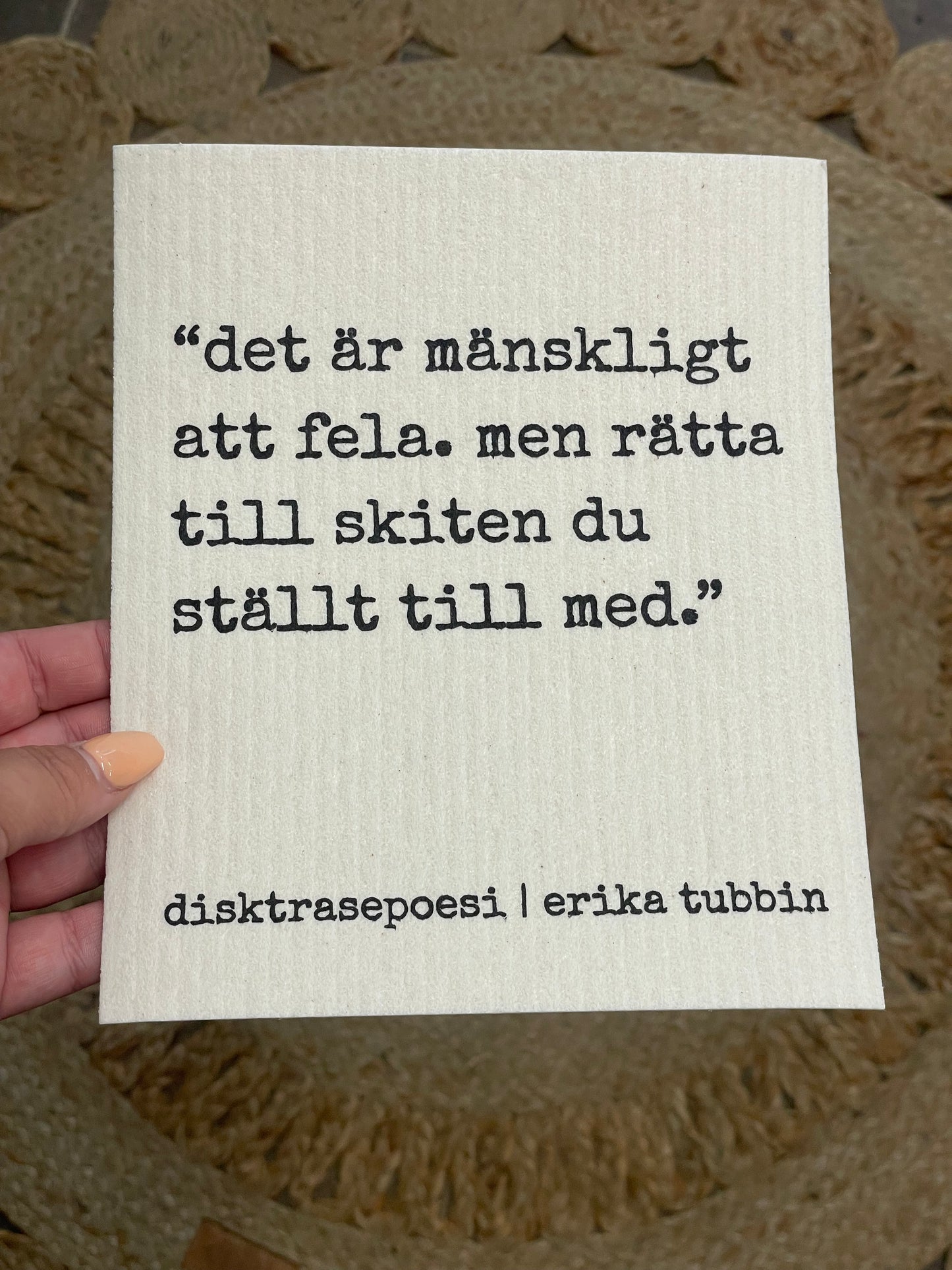Disktrasor med citat och motiv