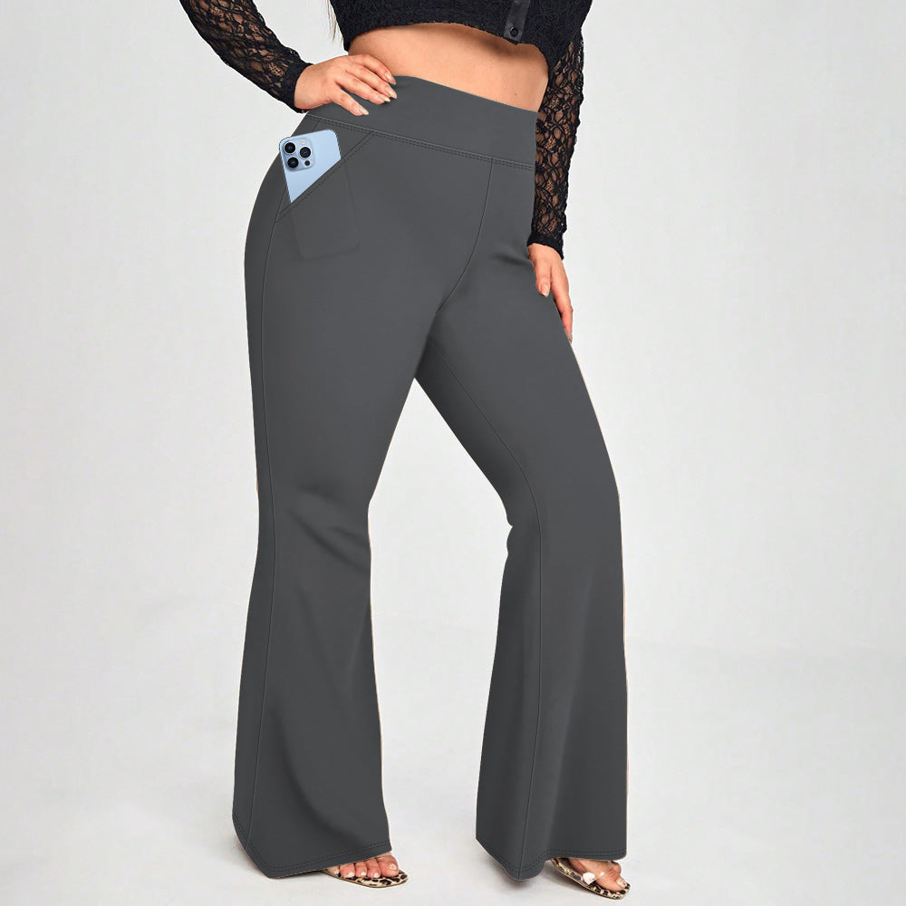 Flare Yogabyxor träningsbyxor med mobilficka Plussize