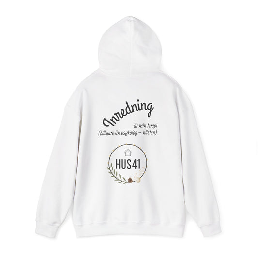 Hus41 Unisex Sweatshirt Hoodie - Inredning är min terapi