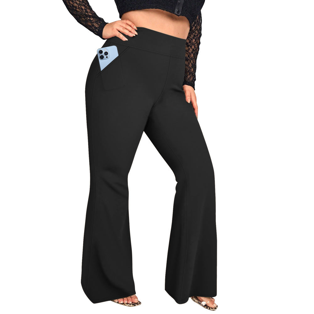 Flare Yogabyxor träningsbyxor med mobilficka Plussize