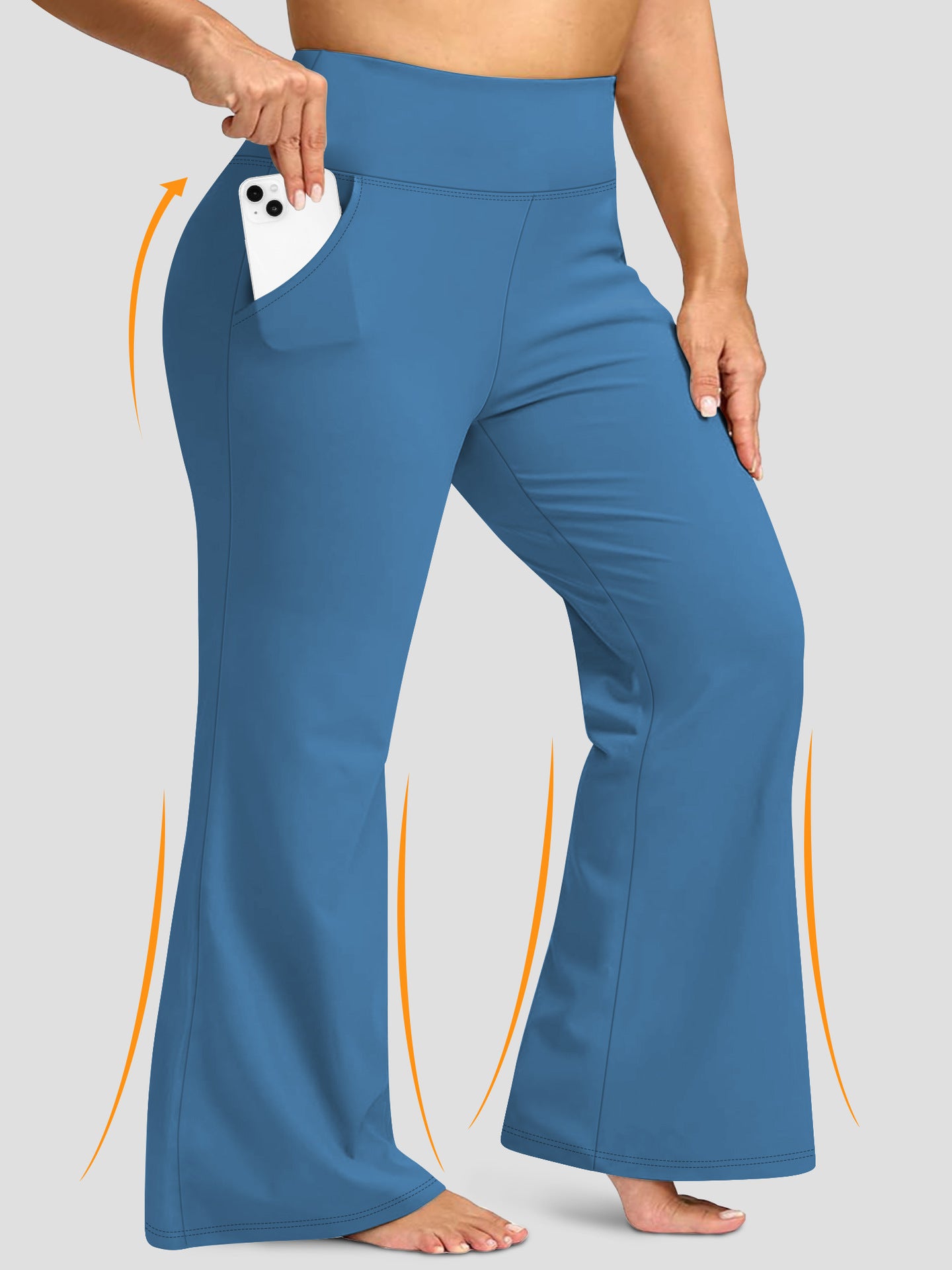 Flare Yogabyxor träningsbyxor med mobilficka Plussize