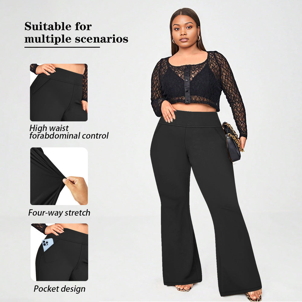 Flare Yogabyxor träningsbyxor med mobilficka Plussize