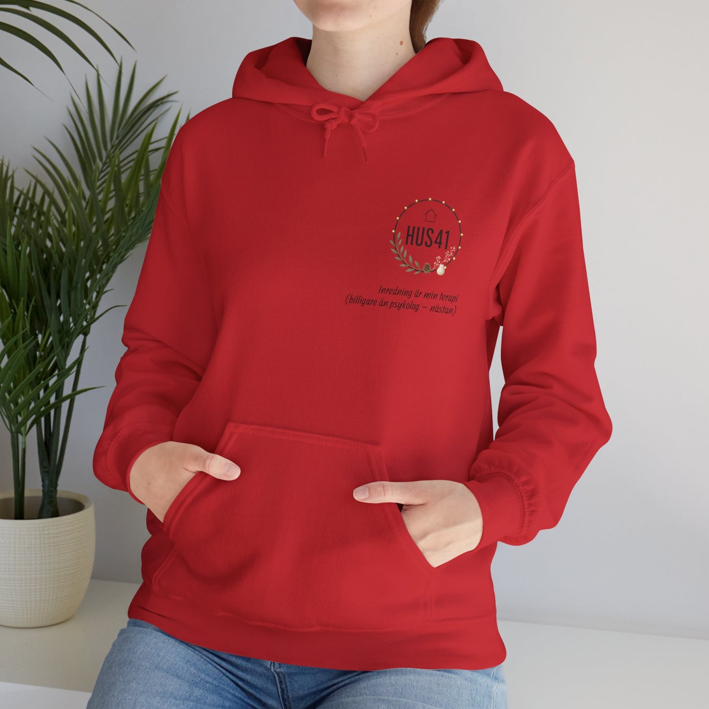 Hus41 Unisex Sweatshirt Hoodie - Inredning är min terapi