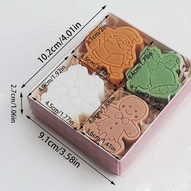 4Pcs Jul Ljus Tomt, Julgran, Pepparkaksgubbe