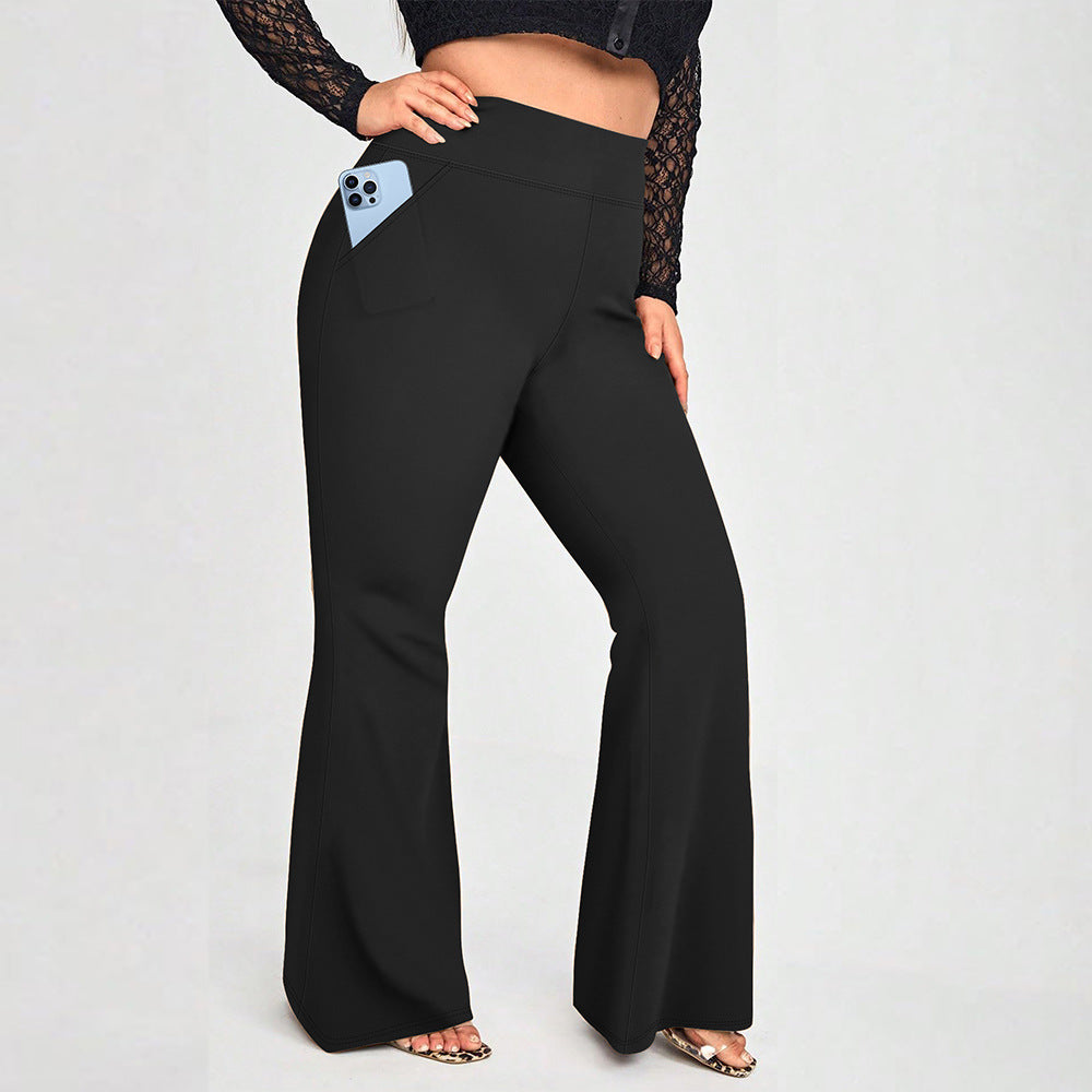Flare Yogabyxor träningsbyxor med mobilficka Plussize