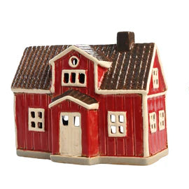 Keramikhus svensk stuga röd