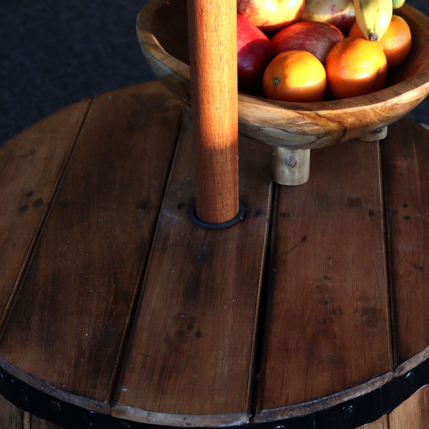 Beer Barrel, Öltunna Bord för parasoll – Natural Wood 60 x 48.5 cm