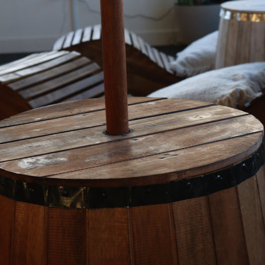 Beer Barrel, Öltunna Bord för parasoll – Natural Wood 60 x 48.5 cm