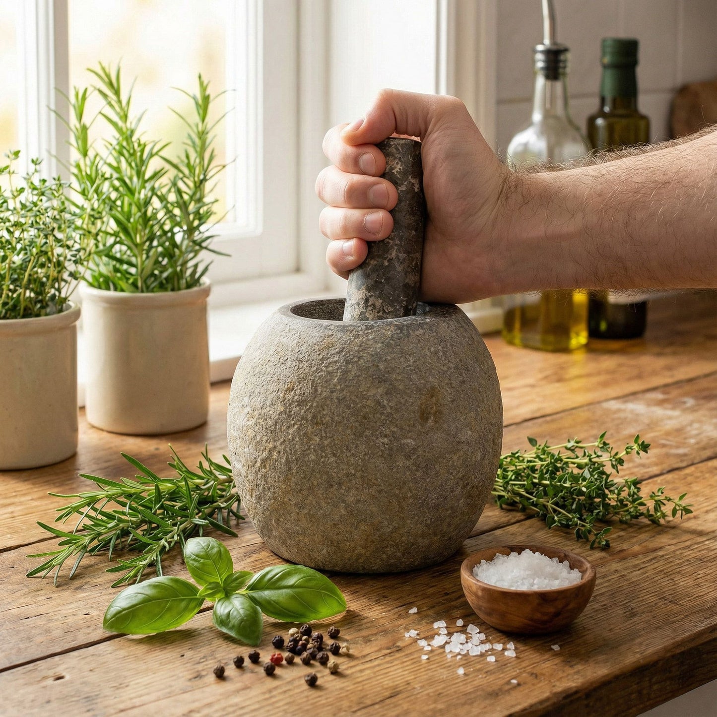 Natural Riverstone Mortel- Large (15x12cm)