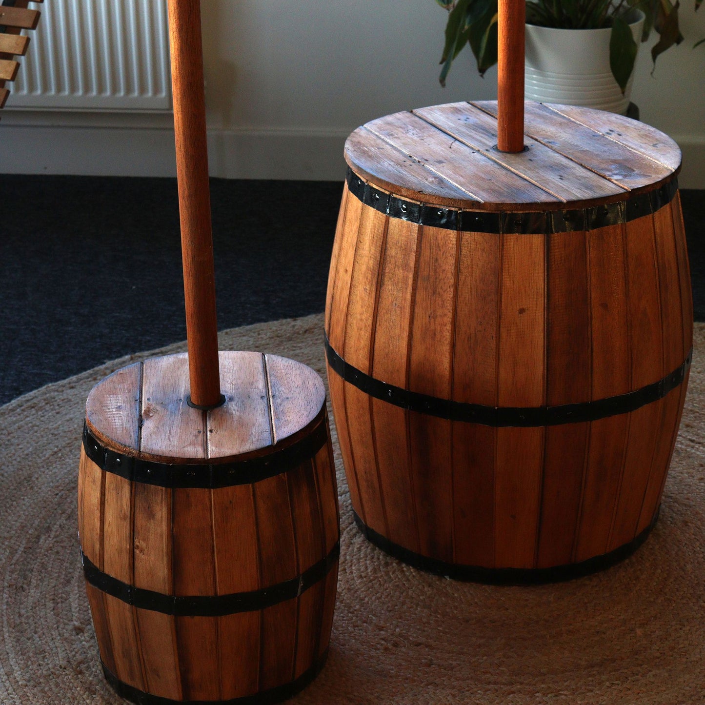 Beer Barrel, Öltunna Bord för parasoll – Natural Wood 60 x 48.5 cm